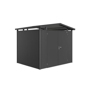 Biohort Metalen Tuinhuis Panorama - Donkergrijs Metallic - 273x238cm - Dubbele Deur