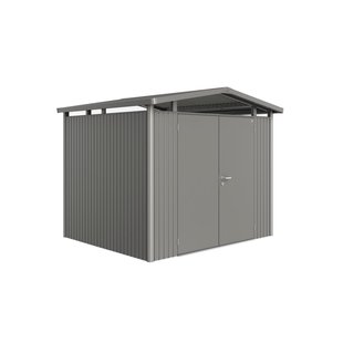 Biohort Metalen Tuinhuis Panorama - Kwartsgrijs Metallic - 273x238cm - Dubbele Deur