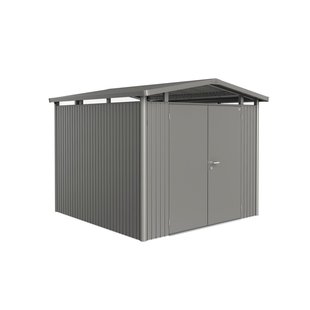 Biohort Metalen Tuinhuis Panorama - Kwartsgrijs Metallic - 273x278cm - Dubbele Deur