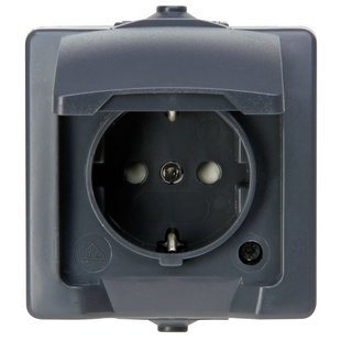 Sencys Stopcontact Denver Geaard 1-voudig Antraciet