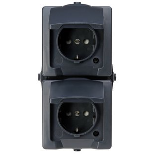 Sencys Stopcontact Denver Geaard 2-voudig Verticaal Antraciet