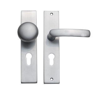 Avenue Deurkruk Op Schild Euro - Metaal - Mat Chroom - Cilindergat - Afstand 55 Mm