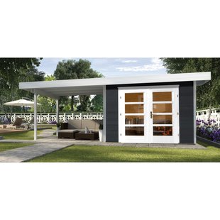 Weka Tuinhuis Met Overkapping 126 Type B Gr2 Antraciet 300x645cm