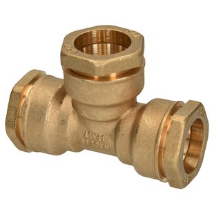 Sanivesk Tyleen T-stuk Messing 25x25x25mm