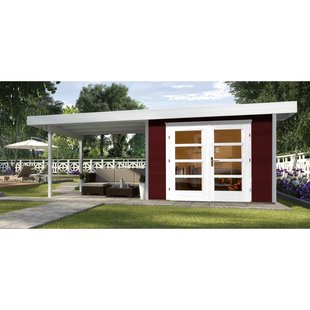 Weka Tuinhuis Met Overkapping 126 Type B Gr1 Rood 240x645cm