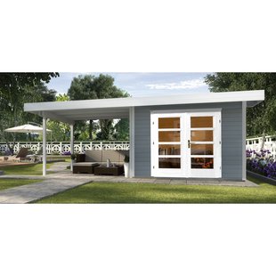 Weka Tuinhuis Met Overkapping 126 Type B Gr2 Grijs 300x645cm