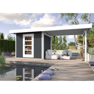 Weka Tuinhuis Met Overkapping 172 Type B Gr2 Antraciet 240x530cm