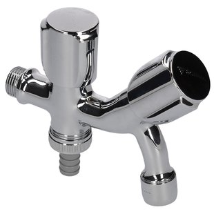 Schell Tapkraan Met Dubbele Uitloop En Slangkoppeling 1/2 Buitendraad Chroom