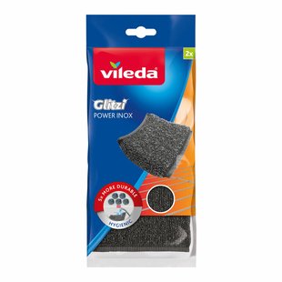 Vileda Schuursponds Glitzi Power Roestvrij Staal 2st