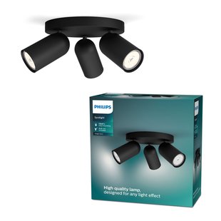 Philips Plafondspot Pongee Zwart 3xgu10