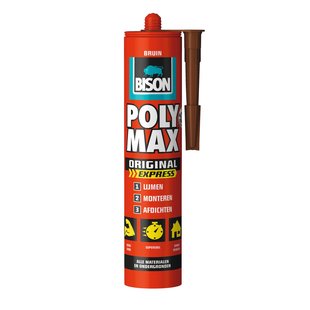 Bison Universele Montagelijm Poly Max Express Bruin 425g