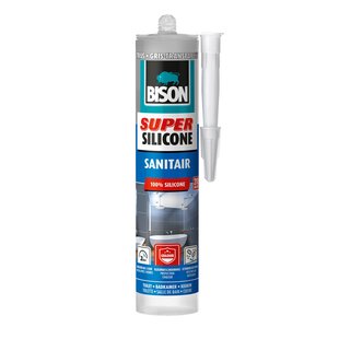 Bison Siliconenkit Super Silicone Sanitair Grijs Transparant 300ml