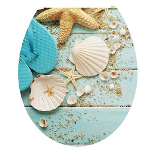Aquazuro Wc-bril - Duroplast - Softclose - Verstelbaar - Quick Release - Met Strandprint