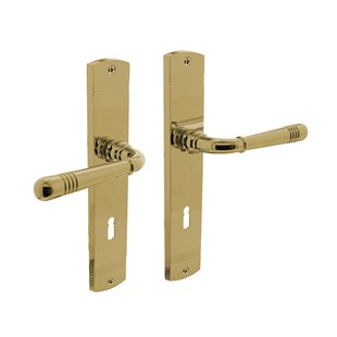 Intersteel Deurkruk Op Schild Helena - Messing - Gelakt Messing - Sleutelgat - Afstand 72 Mm