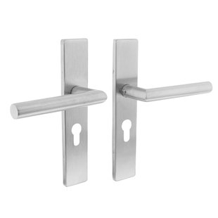 Intersteel Deurkruk Op Schild Hoek 90° - Rvs - Geborsteld - Cilindergat - Afstand 55 Mm