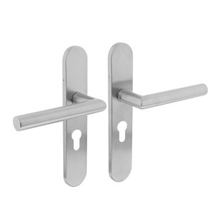 Intersteel Deurkruk Op Schild Hoek 90° - Rvs - Geborsteld - Cilindergat - Afstand 55 Mm