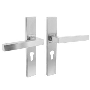 Intersteel Deurklink Op Schild Vierkant - Rvs - Geborsteld - Cilindergat - Hartafstand 55 Mm