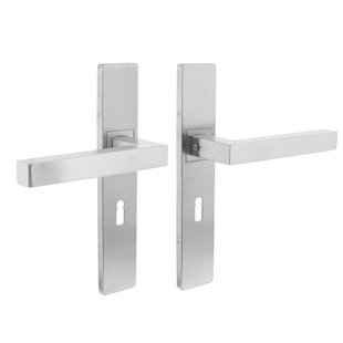 Intersteel Deurkruk Op Schild Vierkant - Rvs - Geborsteld - Sleutelgat - Afstand 56 Mm