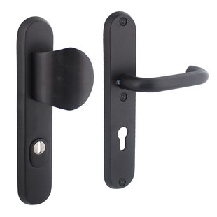 Intersteel Veiligheidsbeslag Skg*** Profielcilindergat 72mm Mat Zwart Ovaal Voordeurbeslag Met Kerntrekbeveiliging