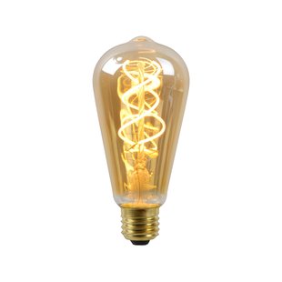 Lucide Ledfilamentlamp Edison St64 - Amber - D6,4cm - Dimbaar - Warm Wit - E27 - 4,9w