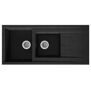 Spoelbak Cube 2 Bakken 110x50x21cm Composiet Zwart