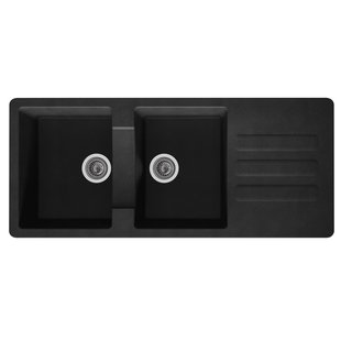 Spoelbak Vogua 2 Bakken 116x50x21cm Composiet Zwart