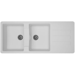 Spoelbak Vogua 2 Bakken 116x50x21cm Composiet Wit