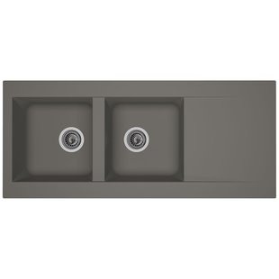 Spoelbak Einna 2 Bakken 116x50x20cm Composiet Betongrijs