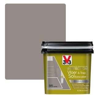 V33 Verf Vloer En Trap Renovation Perfection Taupe Zijdeglans 750ml