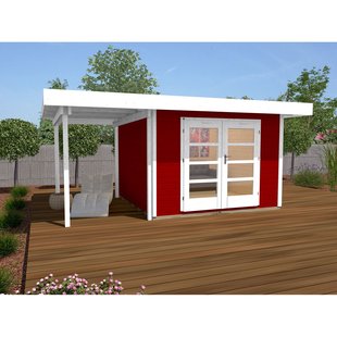 Weka Tuinhuis Met Overkapping 126+ Type A Gr2 Rood 300x500cm