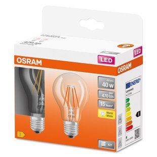 Osram Ledfilamentlamp Peertje Retrofit - D6cm - Warm Wit - E27 - 4w - 2 Stuks