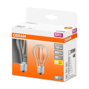 Osram Ledfilamentlamp Peertje Retrofit - D6cm - Warm Wit - E27 - 6,5w - 2 Stuks