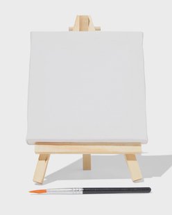 HEMA Mini ezel met canvas en kwast 10x10cm