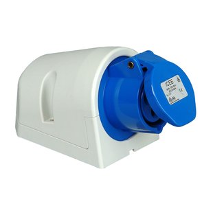 Kopp Spatwaterdicht Stopcontact Verticaal Geaard Lateraal 1-polig Grijs / Blauw Ip44