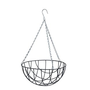 Hanging Basket, Metaaldraad Groen Geëpoxeerd, Met Ketting - H20 X Ø40 Cm