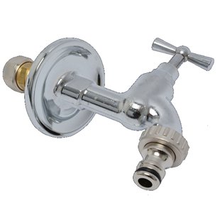 Sanivesk Meerlagen Buitenkraan Met Rozet Chroom (knel X Buitendraad) 16x2mm X 1/2