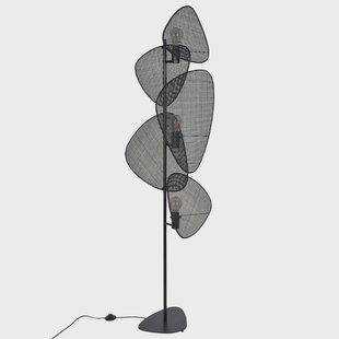 Vloerlamp Screen, zwart, rotan, 179 cm hoog MARKET SET - Woonkamer - Designer - Hout