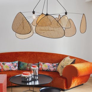 hanglamp Screen XXL, 90 cm, naturel, rotan MARKET SET - Woonkamer - Designer - Hout - Meerdere lampen