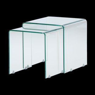 Cornelis glazen bijzettafels transparant - set van 2