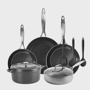 GreenPan - Geneva All You Need 9-delige Pannenset 18/24/24/28/28 cm - 2 koekenpannen + stoofpan met deksel + wokpan + braadpan + 3-delige spatelset