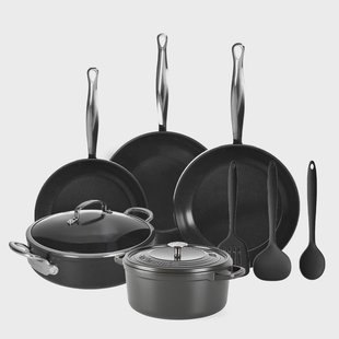 GreenPan - Barcelona Pro All You Need 9-delige Pannenset 20/24/24/28/22 cm - 2 koekenpannen + stoofpan met deksel + wokpan + braadpan + 3-delige spatelset