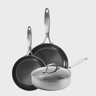 GreenPan - Geneva 4-delige Pannenset 18/24/24 cm - 2 Koekenpannen + Stoofpan met deksel