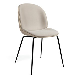 Gubi Beetle Eetkamerstoel (Exclusive Edition) Conic Zwart Onderstel/Vidar 4 (146) Leer Valencia Linnen