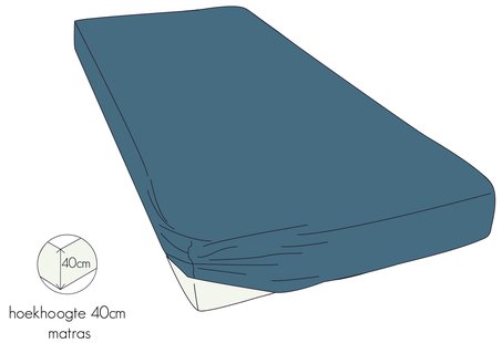 Kayori Biologisch Shizu - Hoeslaken - Perkal - 160/200 - Blauw