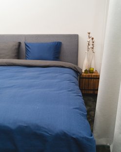 Sale - Kayori - Shiiba - Dekbedovertrek - Bamboe - 260/200-220 -Navy/Antracite