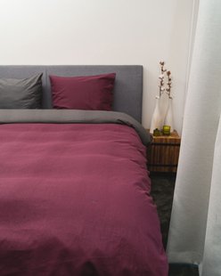 Sale - Kayori - Shiiba - Dekbedovertrek -Bamboe-260/200-220-Burgundy/Antracite