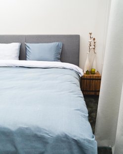 Sale - Kayori - Shiiba - Dekbedovertrek - Bamboe - 240/200-220 -Wit/Zachtblauw