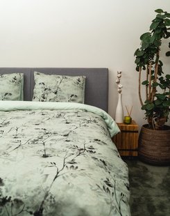 Sale - Kayori - Ume - Dekbedovertrek - Katoensatijn - 240/200-220 - Groen