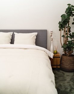 Sale - Kayori - Okura - Dekbedovertrek - Katoensatijn - 240/200-220 - Offwhite