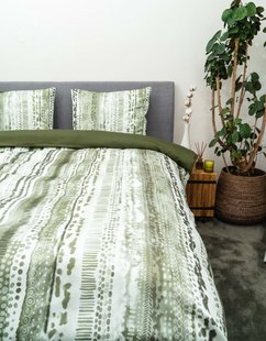 Sale - Kayori - Dashi - Dekbedovertrek - Katoensatijn - 240/200-220 - Groen